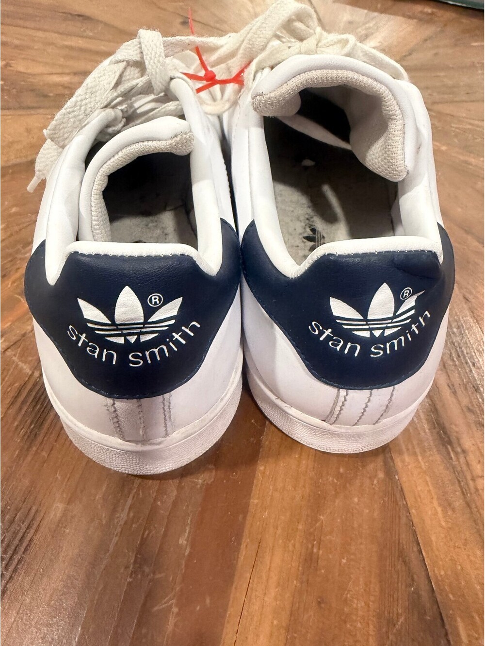 Adidas Stan Smith White Navy Leather Sneakers Women's Size 8
